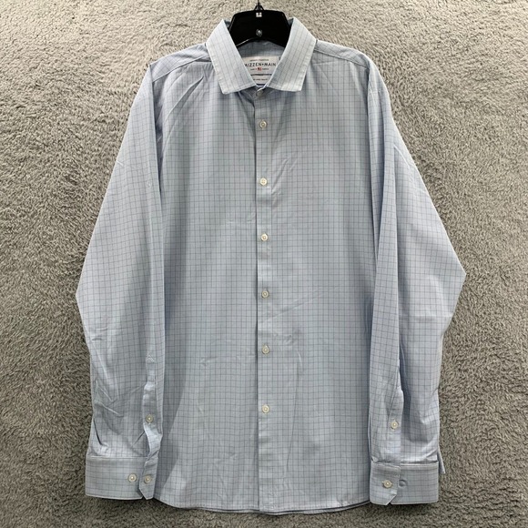 MIZZEN And MAIN Shirt Mens Size XXL Button Up Plaid Blue Trim Fit* - Picture 1 of 9